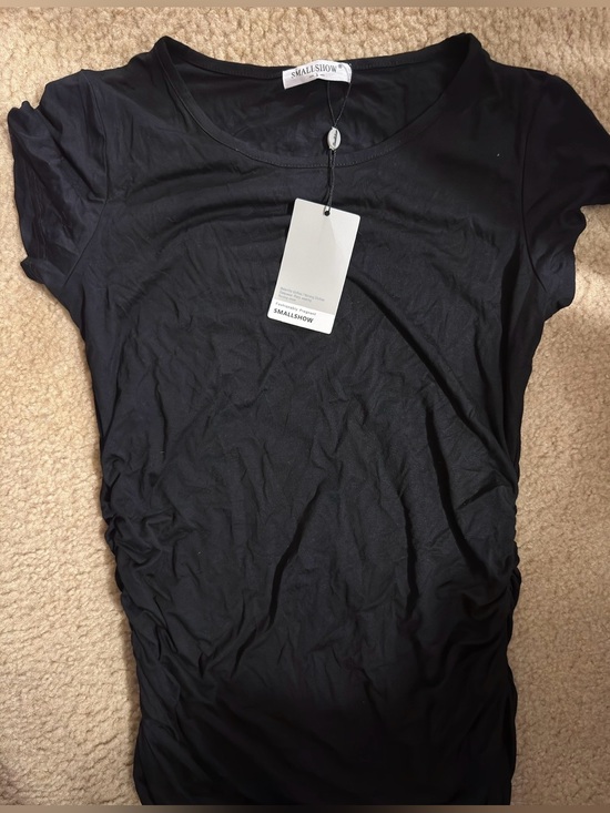 Smallshow Tops - Smallshow Black Short-Sleeve Ruched Women's Top